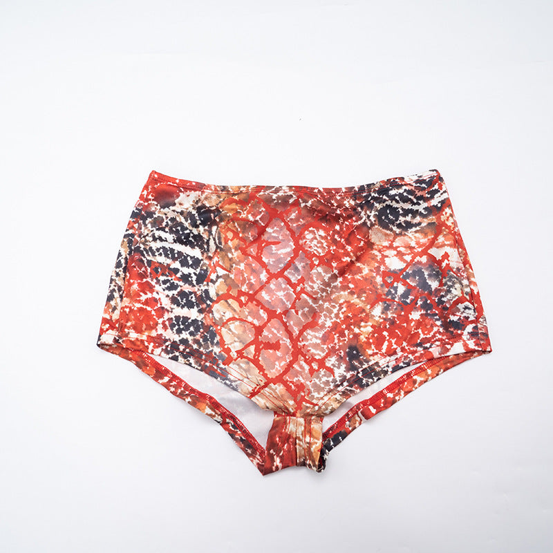Women’s Printed Top and Shorts Set with Fur Vest