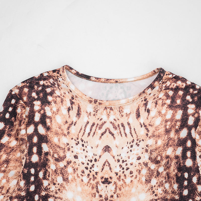 Women’s Printed Long Sleeve Top and Capri Set