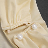 Women’s Cream One-Shoulder Romper with Draped Sleeve