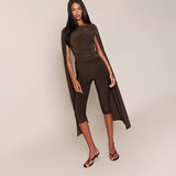 Women’s Black Ruched Top and Capri Pants Set