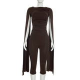 Women’s Black Ruched Top and Capri Pants Set