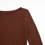 Women’s Brown Ribbed Long Sleeve Top