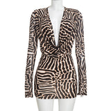 Women’s Animal Print Long Sleeve Mini Dress