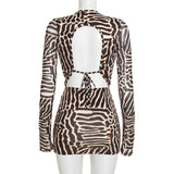 Women’s Animal Print Long Sleeve Mini Dress