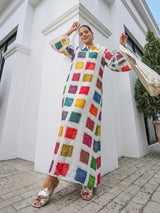 Women’s Colorful Printed Long Sleeve Maxi Dress
