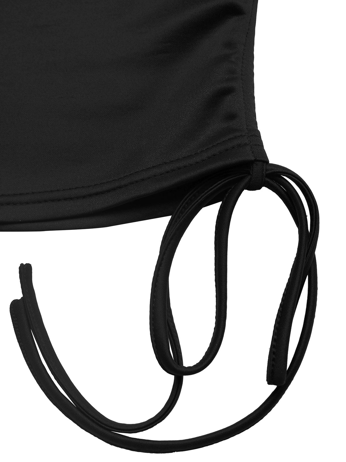 Women’s Black Long Sleeve Ruched Tie-Side Top