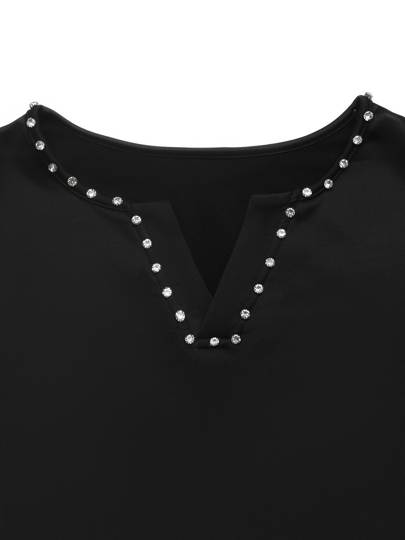 Women’s Black Long Sleeve Ruched Tie-Side Top
