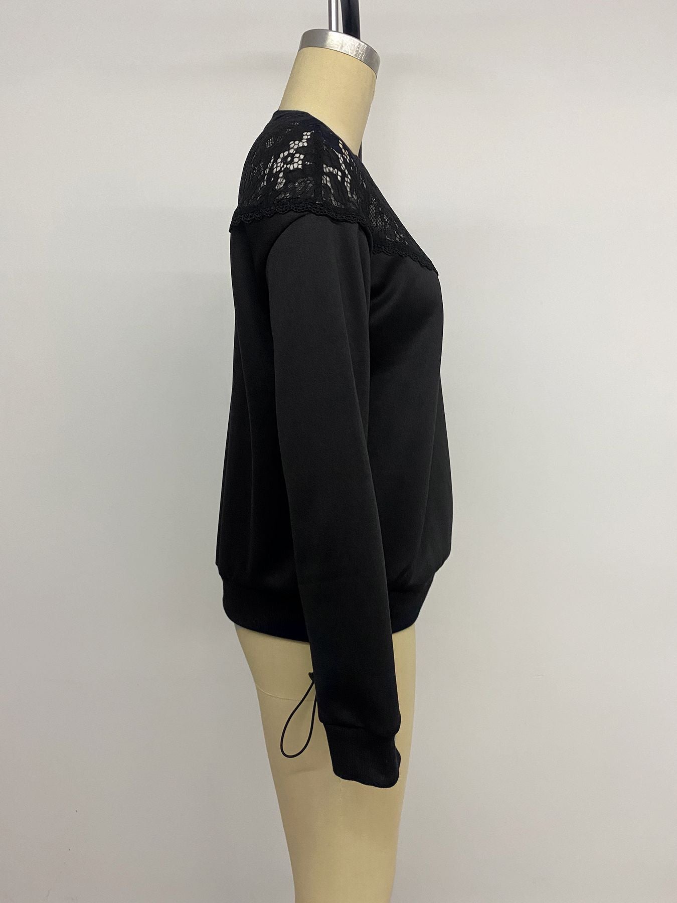 Women’s Black Lace Detail Long Sleeve Top