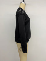 Women’s Black Lace Detail Long Sleeve Top