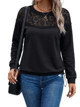 Women’s Black Lace Detail Long Sleeve Top