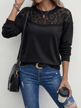 Women’s Black Lace Detail Long Sleeve Top