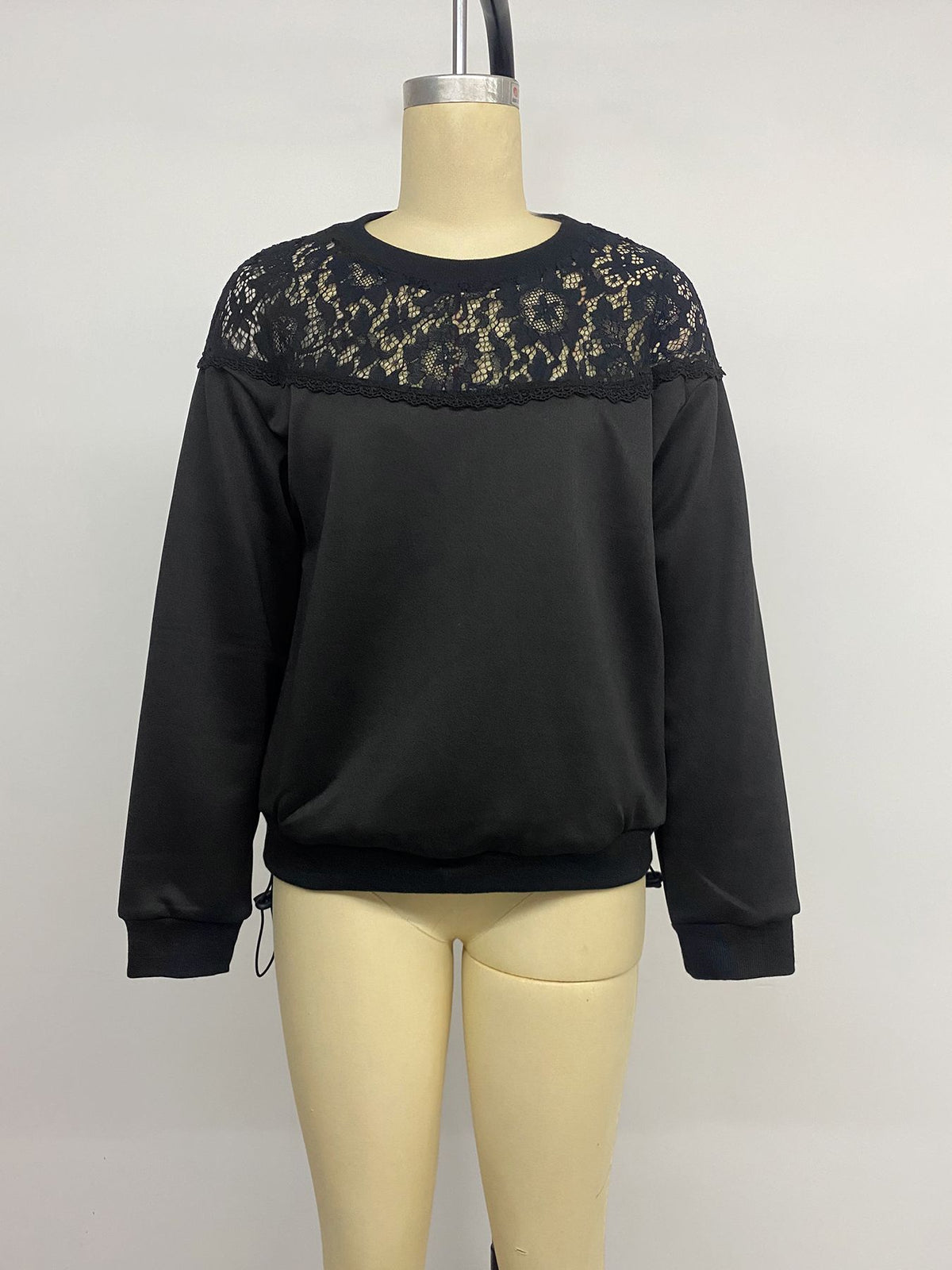 Women’s Black Lace Detail Long Sleeve Top