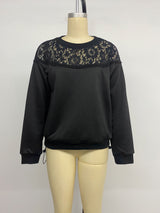 Women’s Black Lace Detail Long Sleeve Top