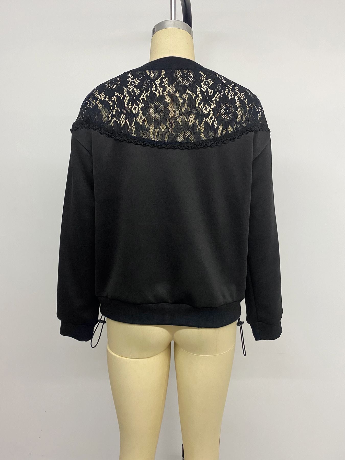 Women’s Black Lace Detail Long Sleeve Top