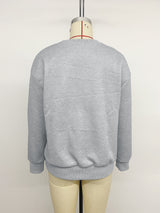 Women’s Gray Bow Print Long Sleeve Top