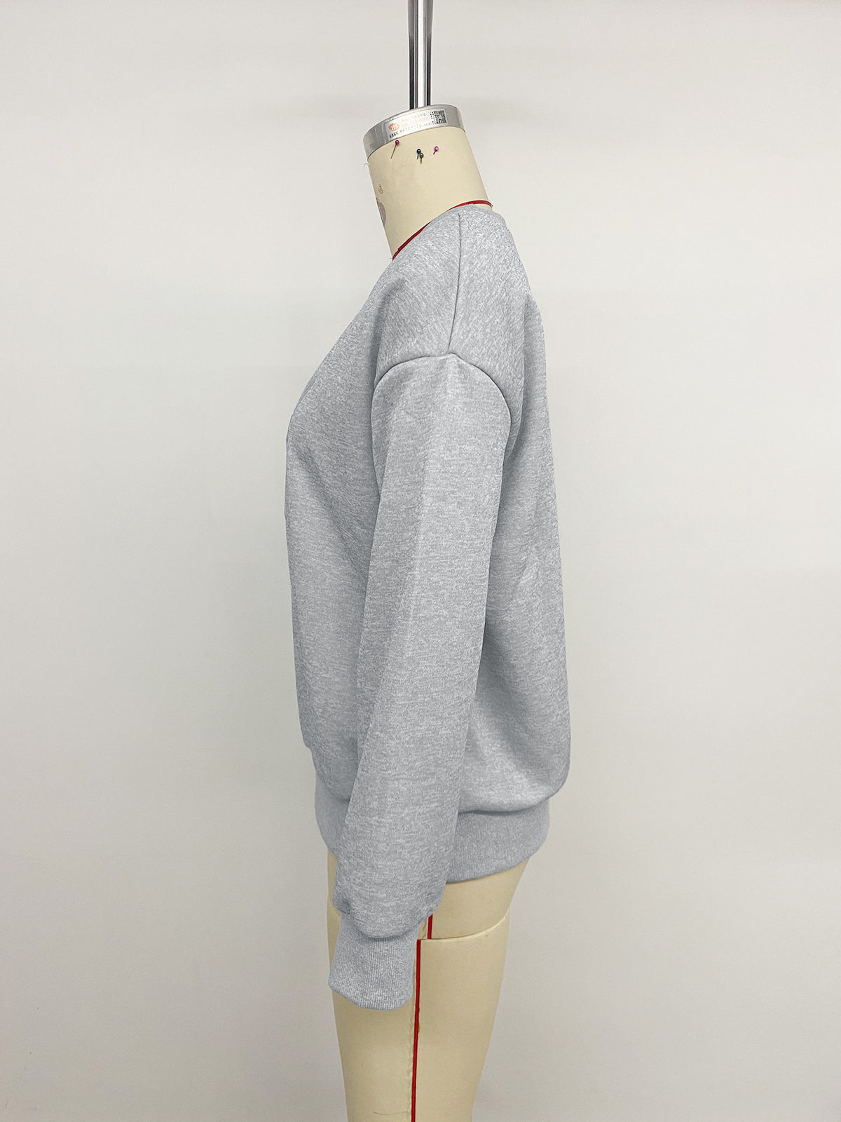 Women’s Gray Bow Print Long Sleeve Top