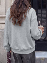 Women’s Gray Bow Print Long Sleeve Top