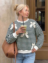 Women’s Black Striped Bow Detail Top