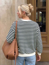Women’s Black Striped Bow Detail Top