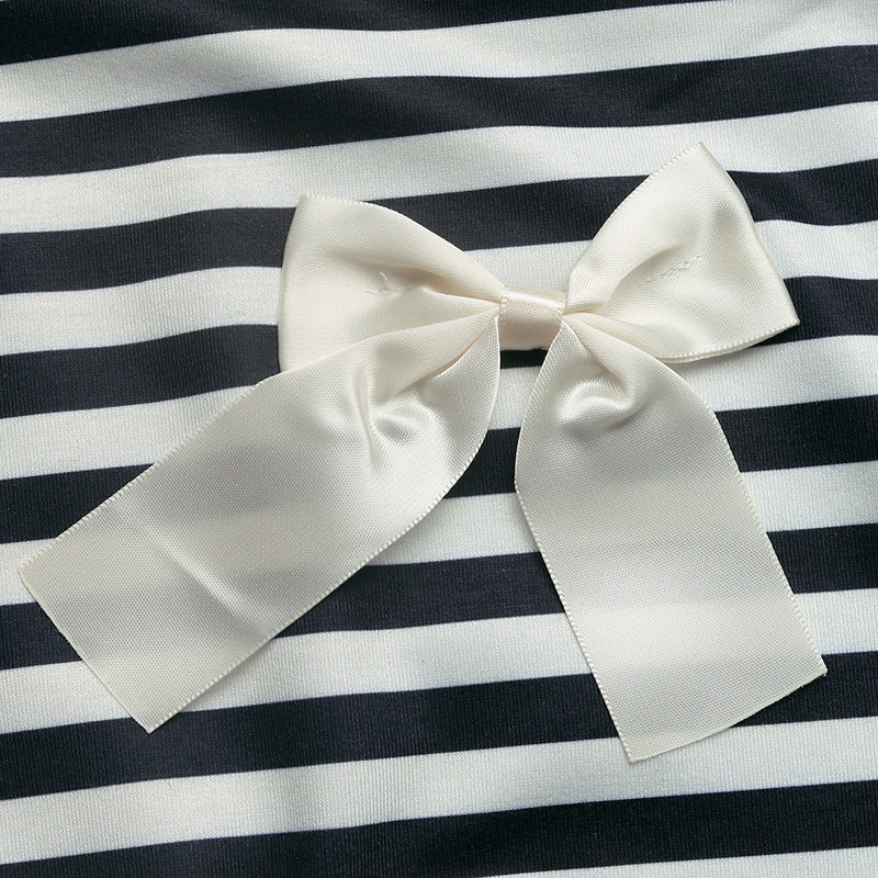 Women’s Black Striped Bow Detail Top