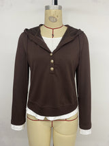 Women’s Hooded Long Sleeve Button Top