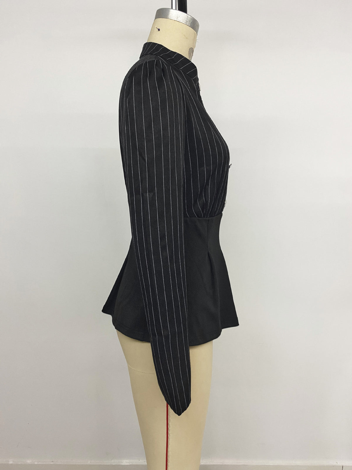 Women’s Striped Button Front Peplum Top