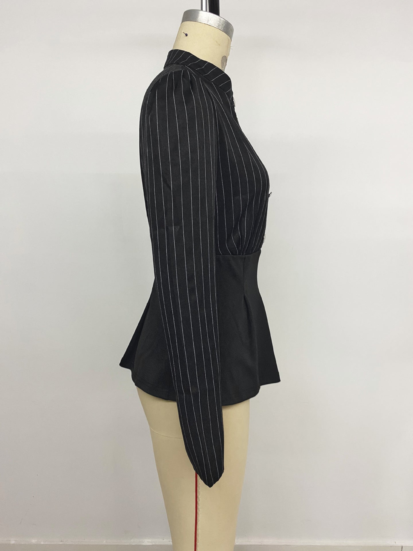 Women’s Striped Button Front Peplum Top