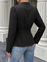 Women’s Striped Button Front Peplum Top