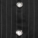 Women’s Striped Button Front Peplum Top