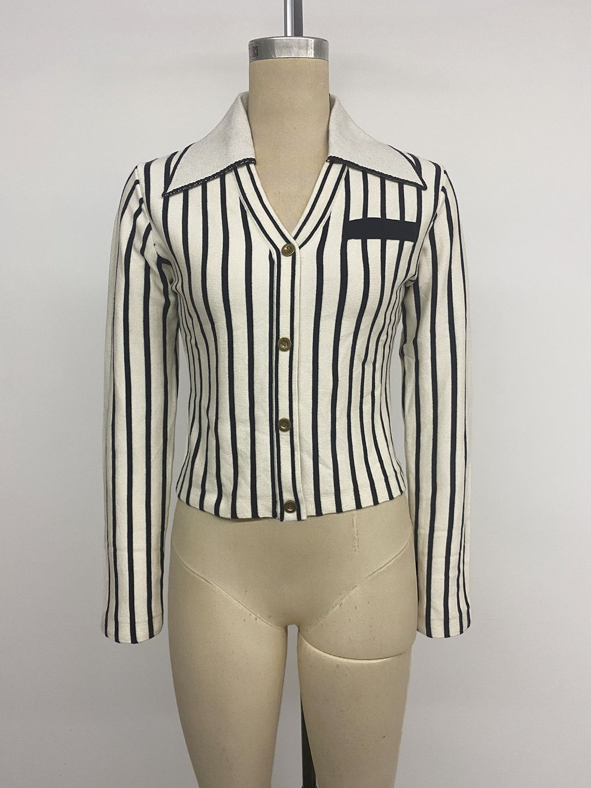 Women’s Striped Button Front Knit Top