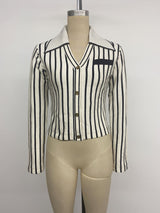 Women’s Striped Button Front Knit Top