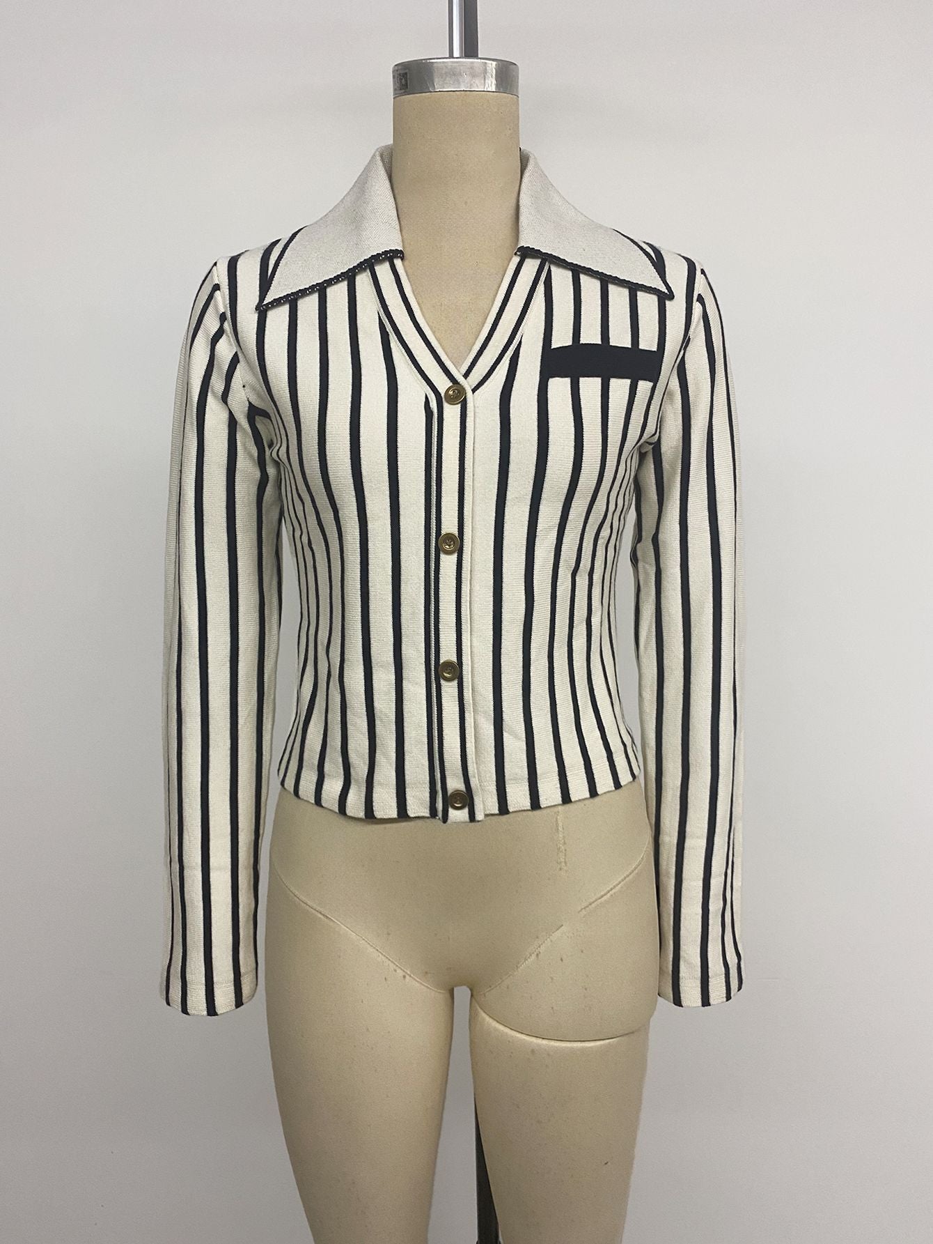 Women’s Striped Button Front Knit Top