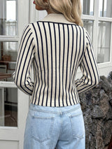 Women’s Striped Button Front Knit Top