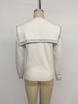 Women’s White Sailor Collar Tie Front Top
