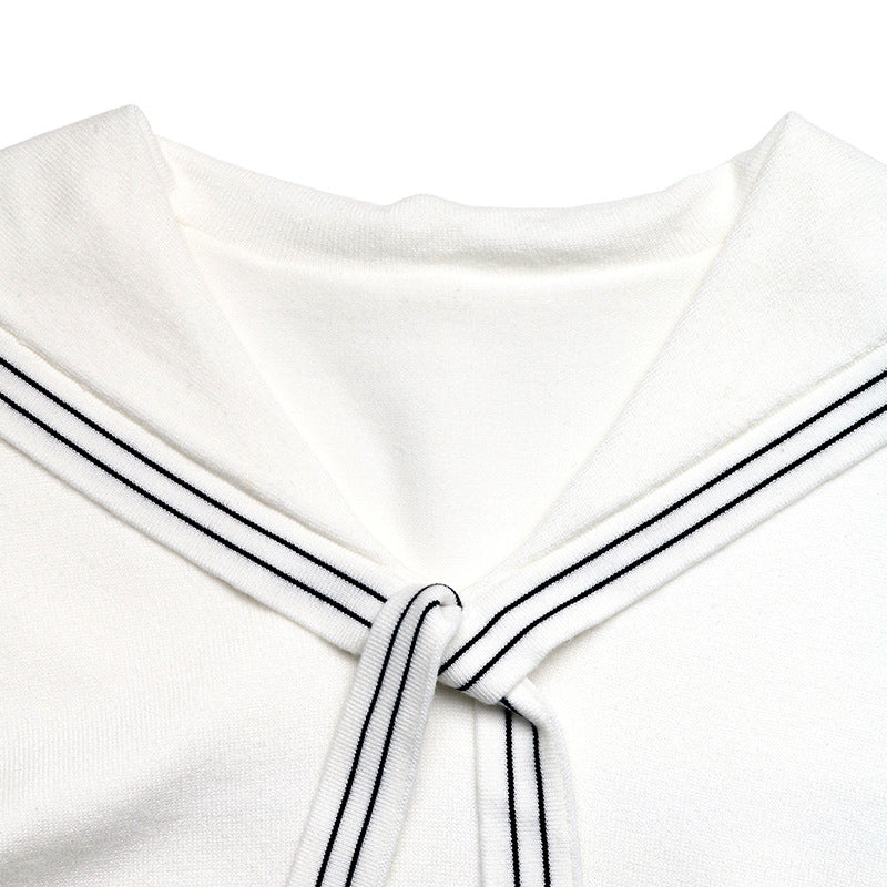 Women’s White Sailor Collar Tie Front Top