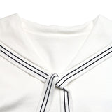 Women’s White Sailor Collar Tie Front Top
