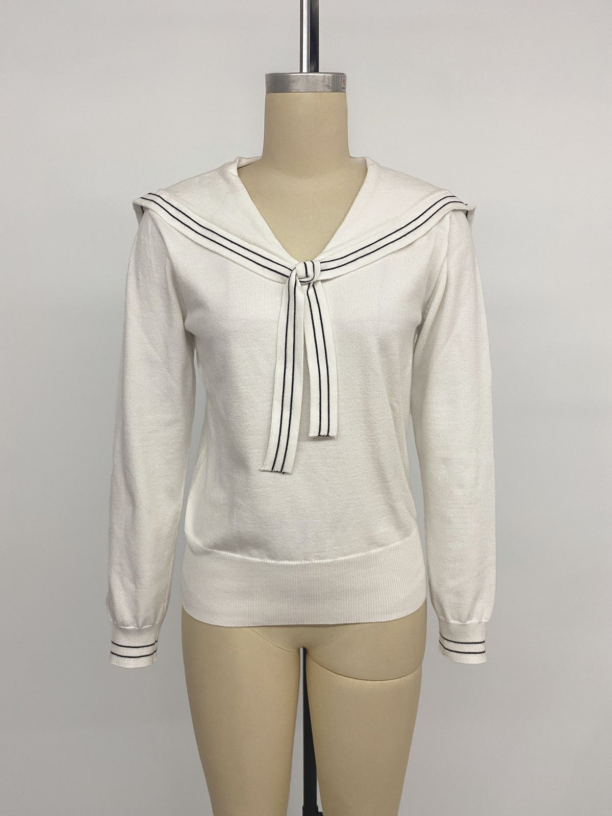Women’s White Sailor Collar Tie Front Top