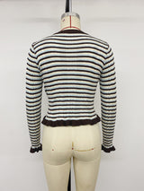 Women’s Striped Ribbed Knit Ruffle Hem Top
