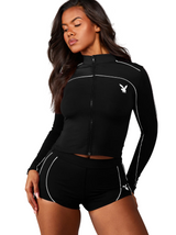 Women’s Zip-Up Athletic Top and Shorts Set