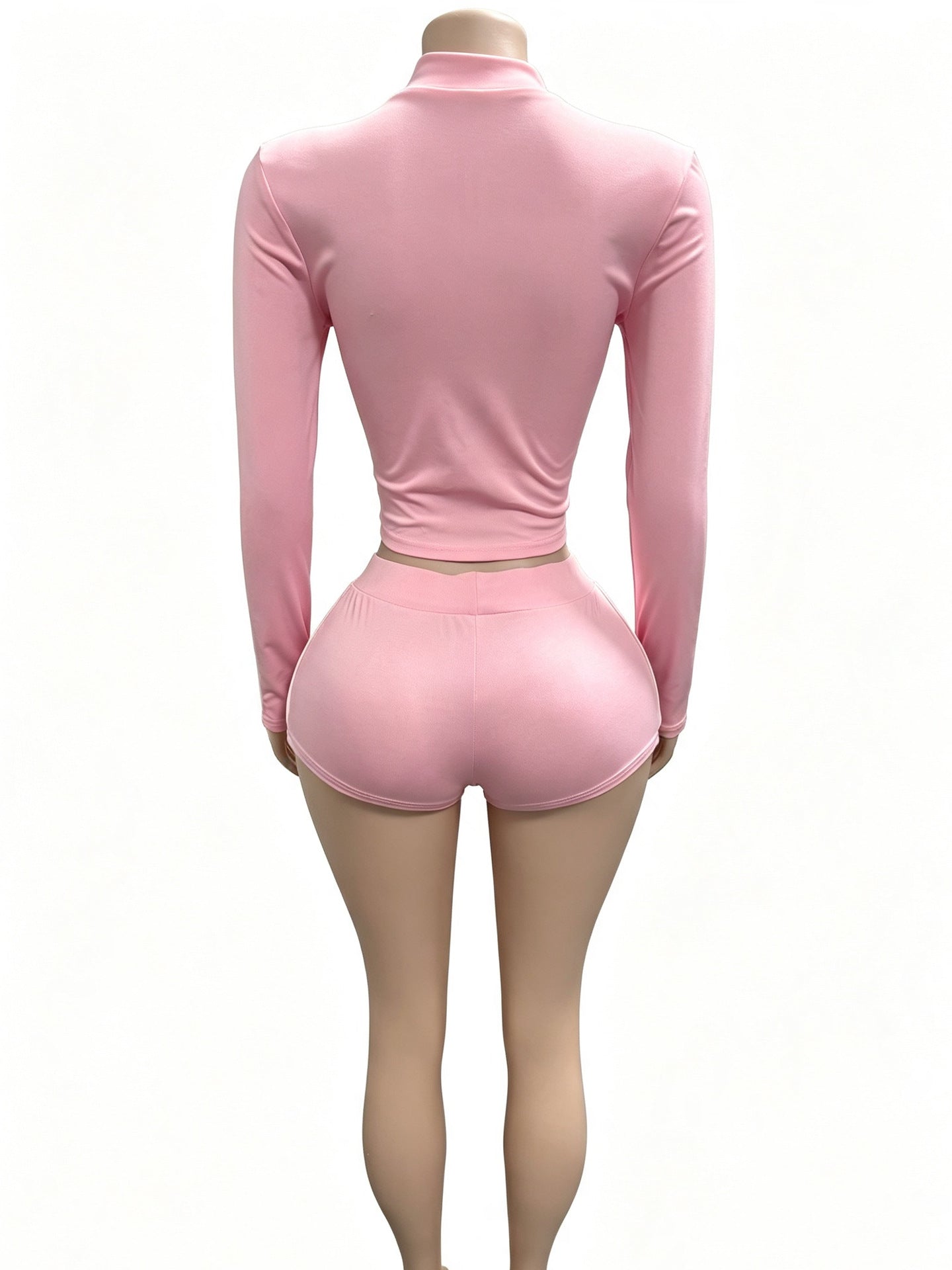 Women’s Zip-Up Athletic Top and Shorts Set
