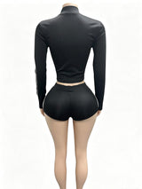 Women’s Zip-Up Athletic Top and Shorts Set
