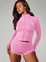 Women’s Zip-Up Athletic Top and Shorts Set