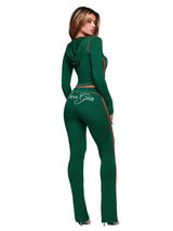 Women’s Hooded Zip-Up Crop Top & Pants Set
