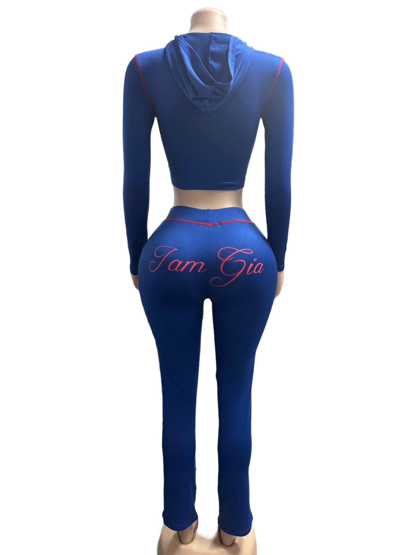 Women’s Hooded Zip-Up Crop Top & Pants Set