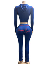 Women’s Hooded Zip-Up Crop Top & Pants Set