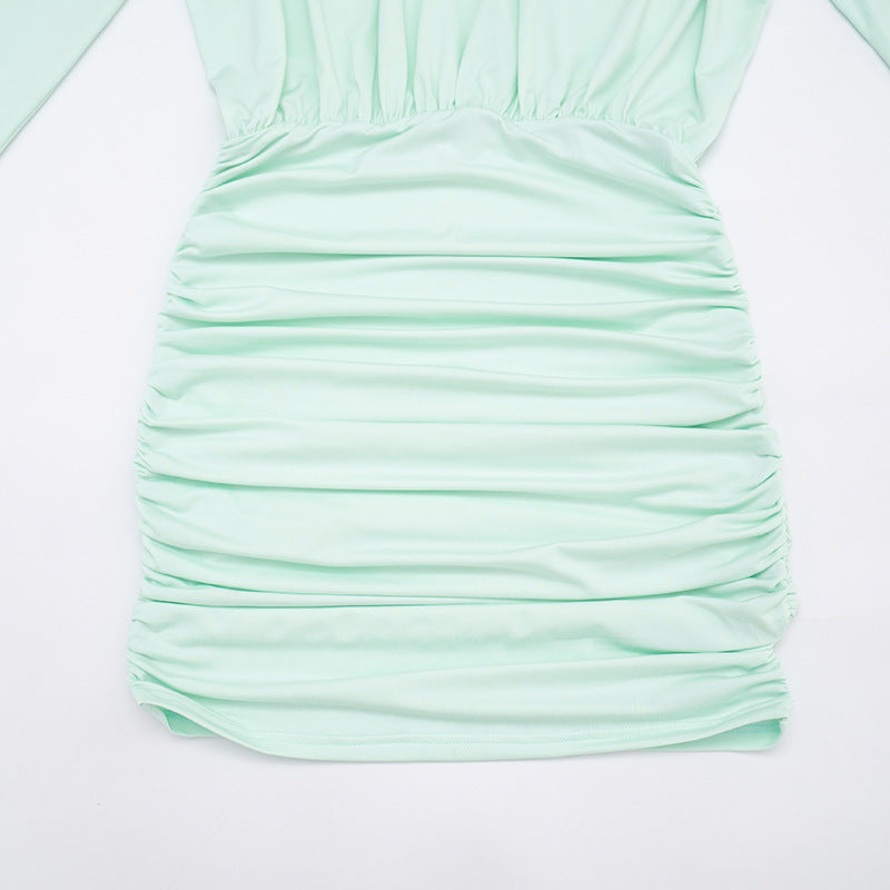 Women’s Ruched Cold Shoulder Mini Dress