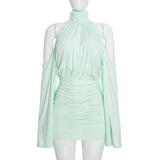 Women’s Ruched Cold Shoulder Mini Dress