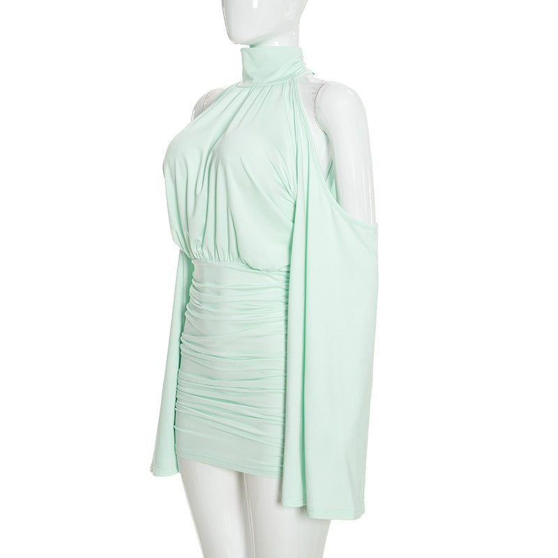 Women’s Ruched Cold Shoulder Mini Dress