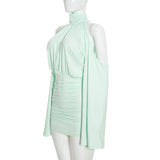 Women’s Ruched Cold Shoulder Mini Dress