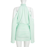 Women’s Ruched Cold Shoulder Mini Dress